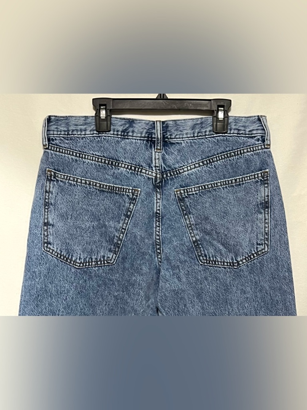 NWT Super Wide Leg Mid-Rise Blue Denim Jeans 100% Cotton No Stretch Button Fly - Picture 8 of 11